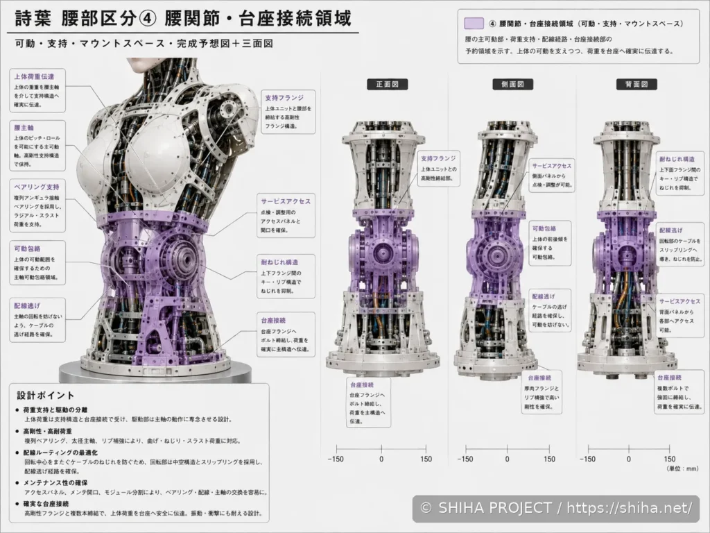 SHIHA ANDROID v1の腰部・ベース接続と内部構成を検討した設計コンセプト 04