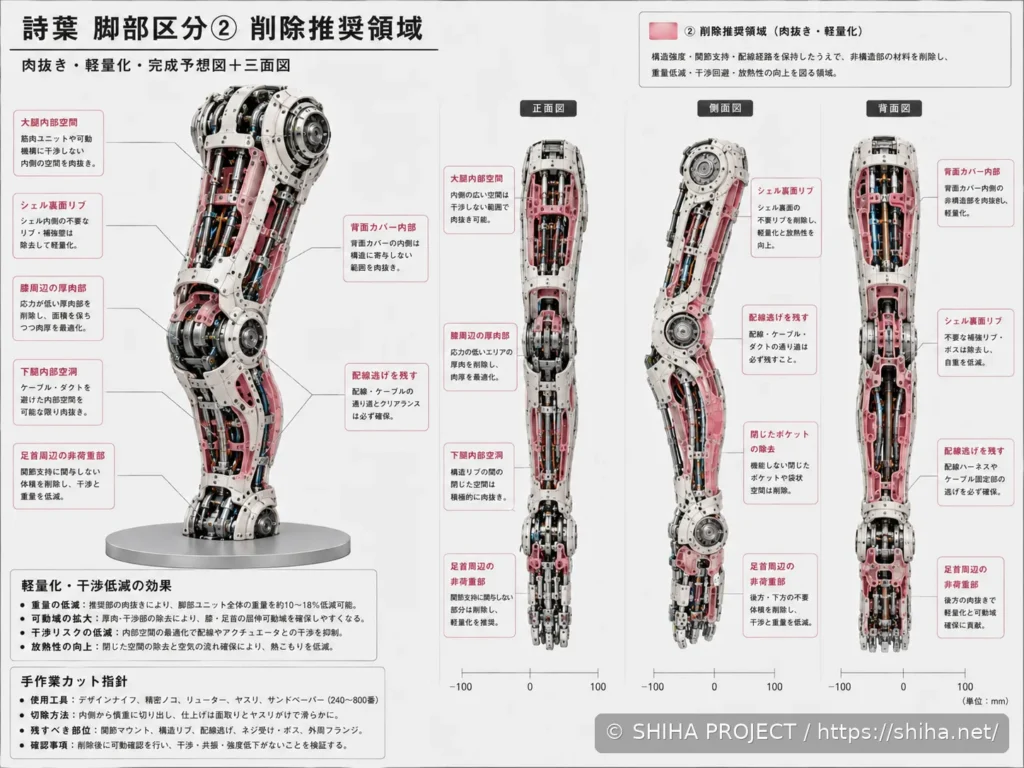 SHIHA ANDROID v1の脚部の関節・駆動配置を検討した設計コンセプト 02
