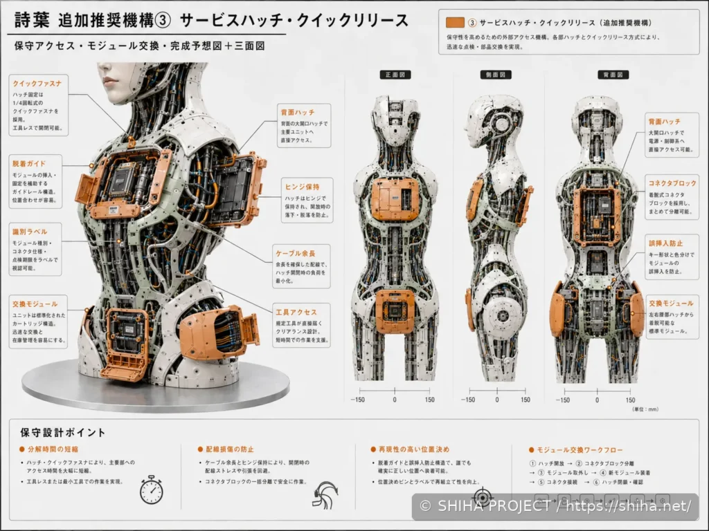 SHIHA ANDROID v1の内部フレームと外装構成を検討したボディコンフィギュレーション案 03