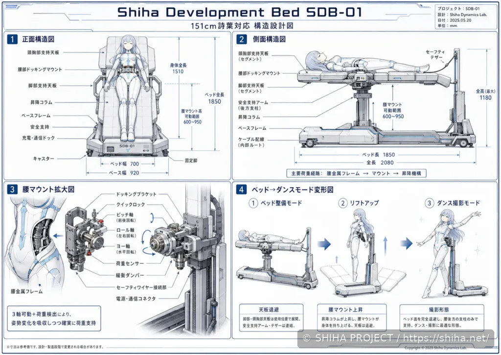 SHIHA ANDROID用開発ベッドSDB-01の初期構造案